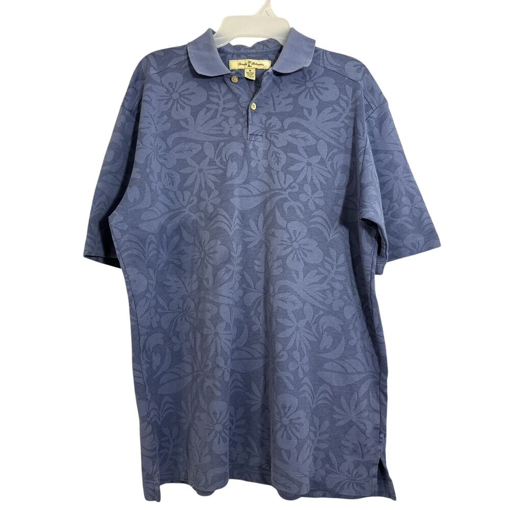 Tommy Bahama Mens Blue Tropical Soft Pima Cotton Blend Polo Shirt size Medium
